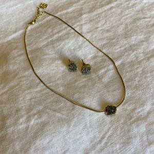 Kendra Scott Raw Pyrite Choker Necklace and Studs
